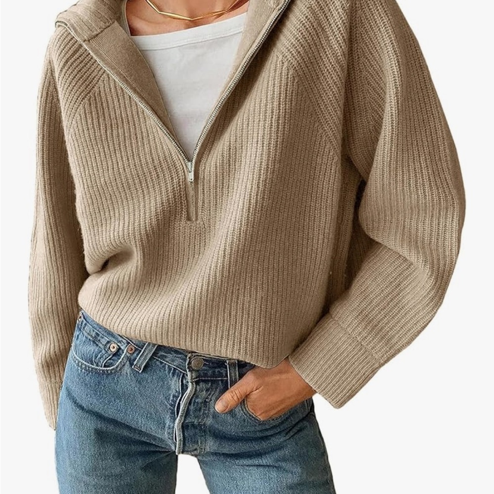 Tan Quarter Zip Sweater